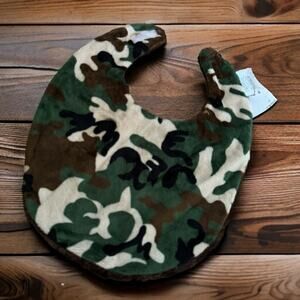 Swankie Blankie Camouflage Bib Green Tan Brown Minky Minkie Dot NEW Reversible